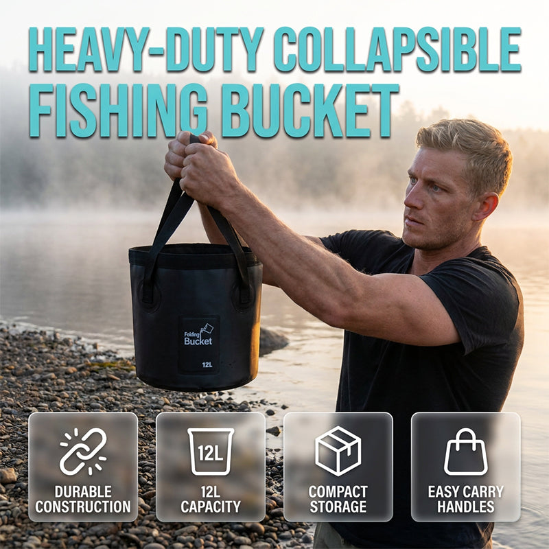 🧊 50% RABATT! ✨ Faltbarer tragbarer Angelkübel – Geeignet als Eiskübel, Wasserbehälter, für Autowäsche & Campinggeschirr 🎣