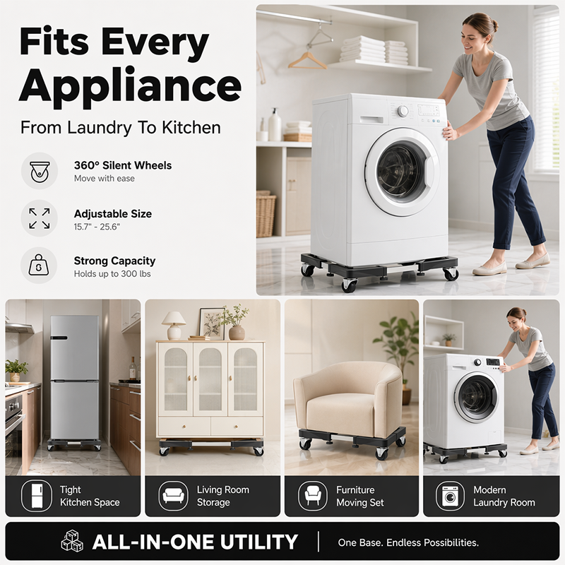 Adjustable Mobile Washing Machine Stand with Multi-Wheels