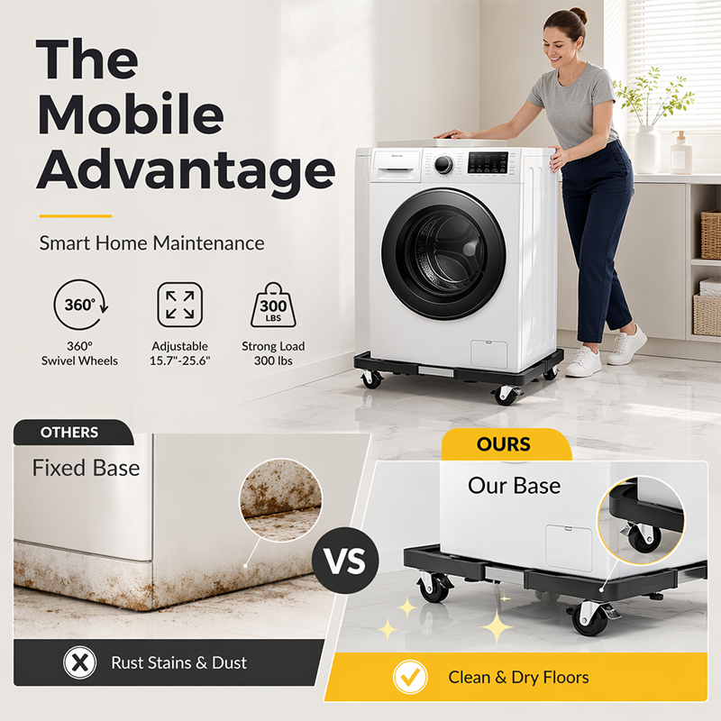 Adjustable Mobile Washing Machine Stand with Multi-Wheels