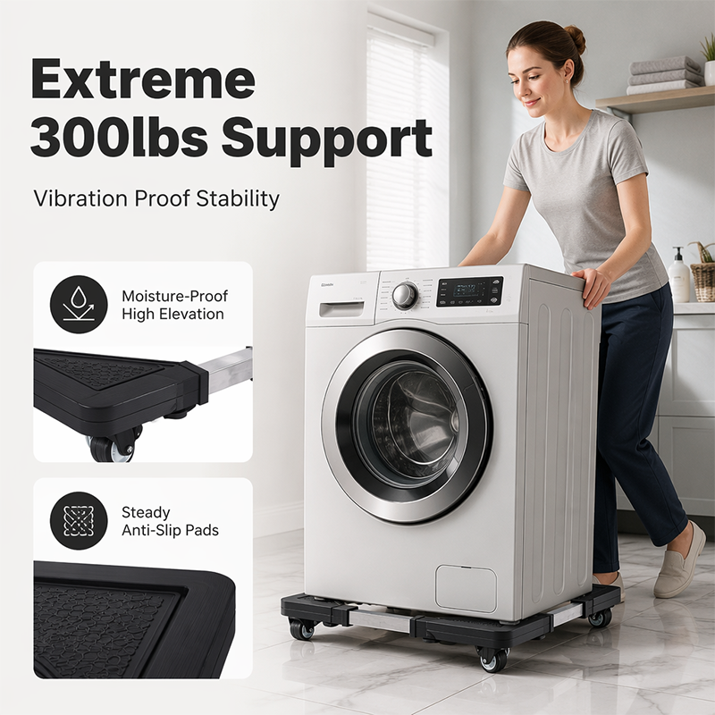Adjustable Mobile Washing Machine Stand with Multi-Wheels