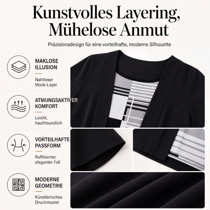 Damen-Oberteil im Farbblock-Design, Fake-Layer-Look