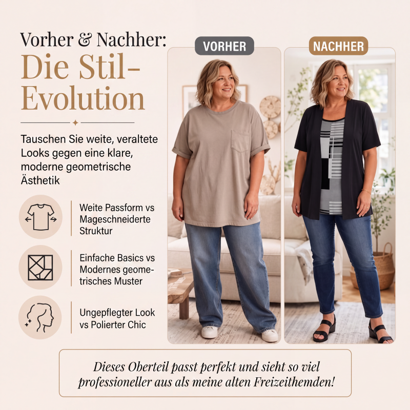 Damen-Oberteil im Farbblock-Design, Fake-Layer-Look