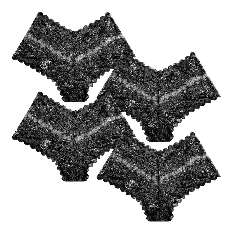 【✨ 1 + 3 gratis – 4 Stück】Sexy Damenhöschen mit Spitze – Transparente Unterwäsche mit Blumenmuster 💋