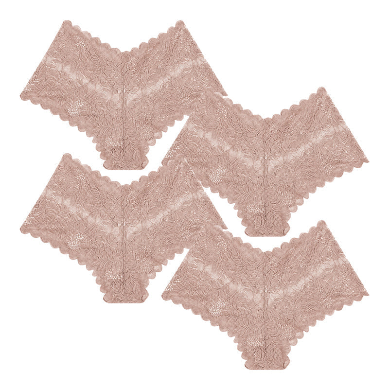 【✨ 1 + 3 gratis – 4 Stück】Sexy Damenhöschen mit Spitze – Transparente Unterwäsche mit Blumenmuster 💋