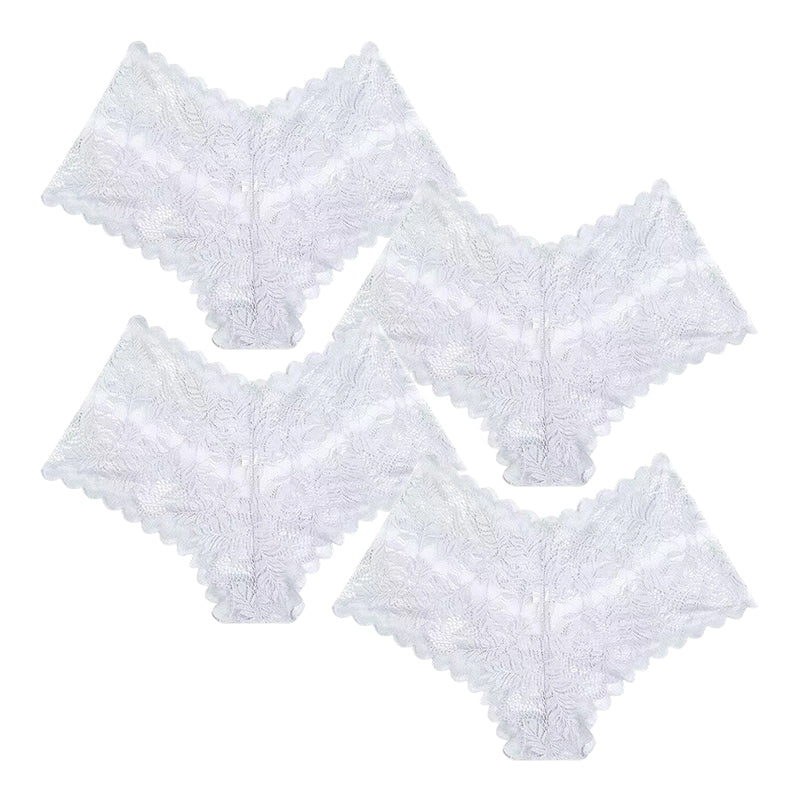 【✨ 1 + 3 gratis – 4 Stück】Sexy Damenhöschen mit Spitze – Transparente Unterwäsche mit Blumenmuster 💋