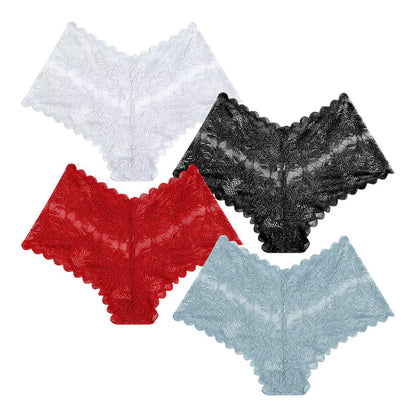 【✨ 1 + 3 gratis – 4 Stück】Sexy Damenhöschen mit Spitze – Transparente Unterwäsche mit Blumenmuster 💋