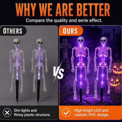 💀 50% RABATT! 🎃 Solar-Skelett-Erdspießleuchten – Wasserdicht, solarbetrieben & gruselig – Perfekte Halloween-Deko für Garten & Wege 🌙