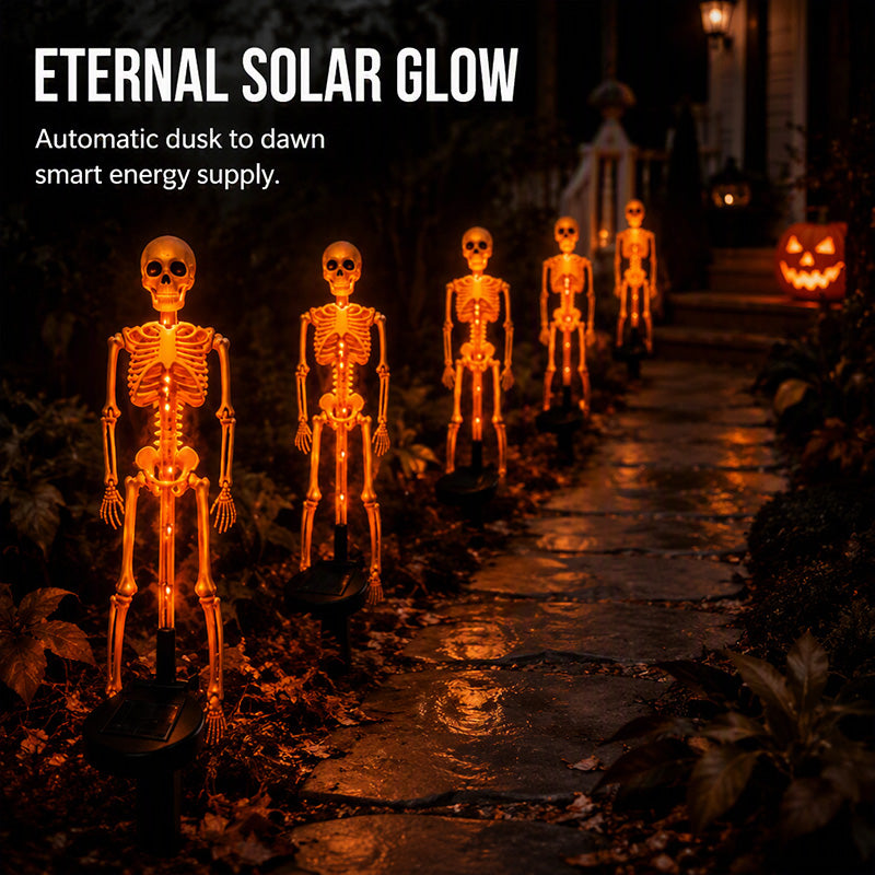 💀 50% RABATT! 🎃 Solar-Skelett-Erdspießleuchten – Wasserdicht, solarbetrieben & gruselig – Perfekte Halloween-Deko für Garten & Wege 🌙