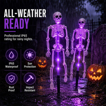 💀 50% RABATT! 🎃 Solar-Skelett-Erdspießleuchten – Wasserdicht, solarbetrieben & gruselig – Perfekte Halloween-Deko für Garten & Wege 🌙