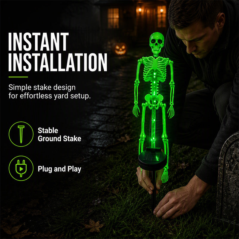 💀 50% RABATT! 🎃 Solar-Skelett-Erdspießleuchten – Wasserdicht, solarbetrieben & gruselig – Perfekte Halloween-Deko für Garten & Wege 🌙