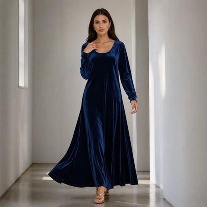 🌸 Langarm-Maxikleid für Damen – Leichter, atmungsaktiver Stoff & femininer Schnitt – Ideal für Frühling, Herbst & elegante Abende