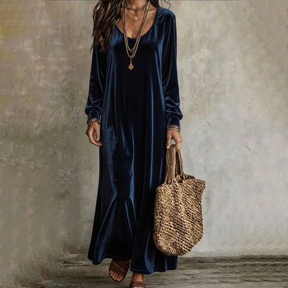 🌸 Langarm-Maxikleid für Damen – Leichter, atmungsaktiver Stoff & femininer Schnitt – Ideal für Frühling, Herbst & elegante Abende