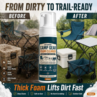 🏕️Schaumreiniger für Outdoor-Campingausrüstung mit Reinigungstuch – Kraftvolles Schaumspray zur Fleckenentfernung für Campingstühle, Tische, Kühlboxen und Klappwagen