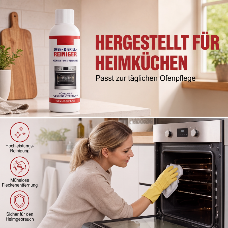Hochleistungs‑Reiniger für Backofen & Grill, 100 ml – schneller Entfetter gegen Küchenverschmutzungen