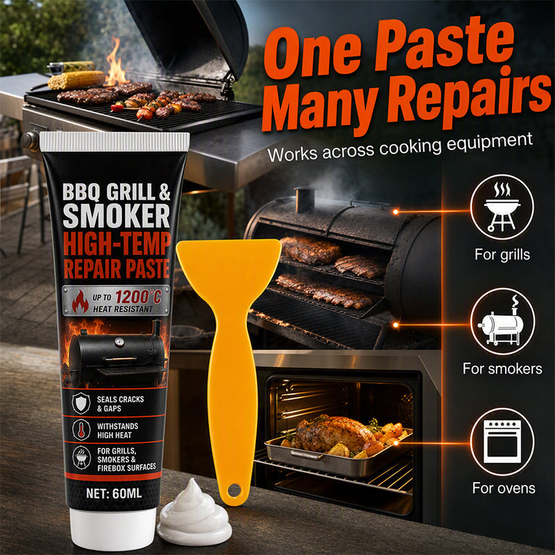 Reparaturpaste für Hochtemperatur-Grills und Räucheröfen, 60 ml, hitzebeständiges Dichtungsmittel mit Spachtel