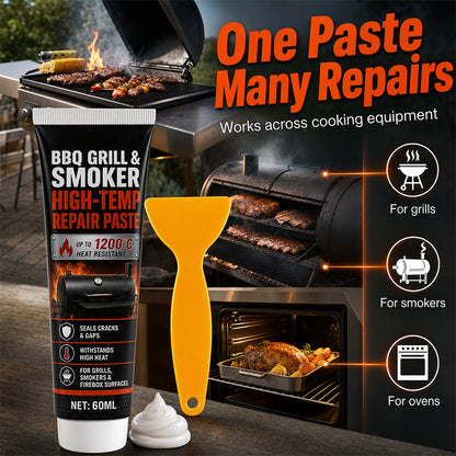 Reparaturpaste für Hochtemperatur-Grills und Räucheröfen, 60 ml, hitzebeständiges Dichtungsmittel mit Spachtel
