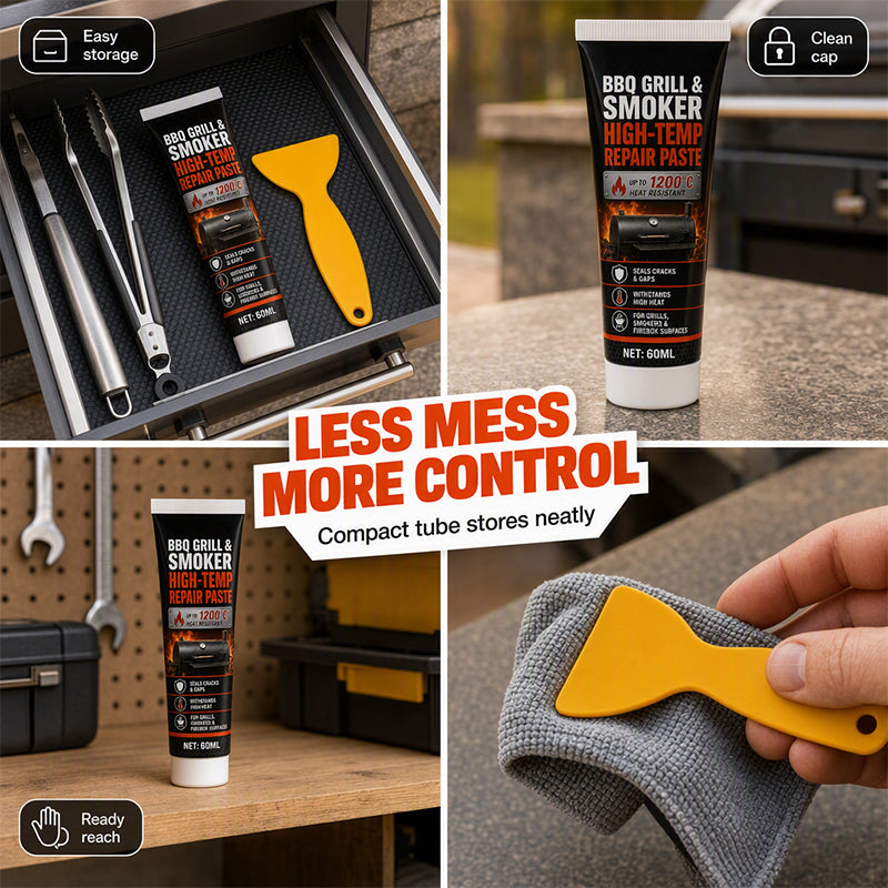 Reparaturpaste für Hochtemperatur-Grills und Räucheröfen, 60 ml, hitzebeständiges Dichtungsmittel mit Spachtel