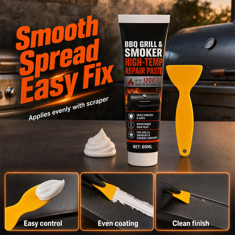 Reparaturpaste für Hochtemperatur-Grills und Räucheröfen, 60 ml, hitzebeständiges Dichtungsmittel mit Spachtel