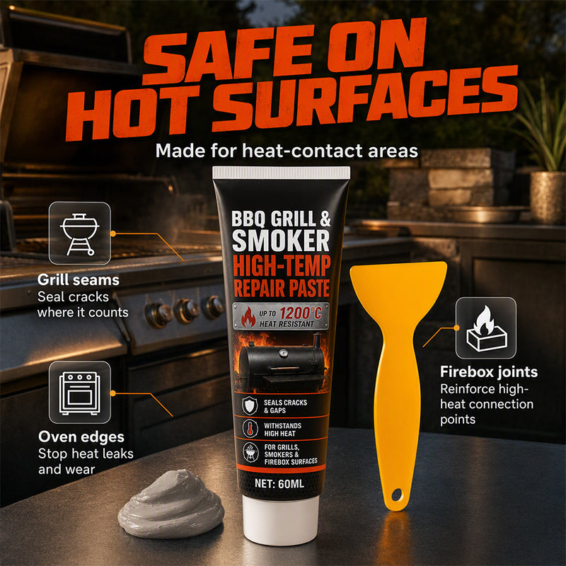 Reparaturpaste für Hochtemperatur-Grills und Räucheröfen, 60 ml, hitzebeständiges Dichtungsmittel mit Spachtel
