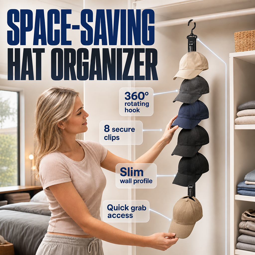 ✨ Hutständer mit 8 Klammern zur Wandmontage – spart Platz und präsentiert Ihre Mützen-Sammlung, für Schlafzimmer und Kleiderschrank