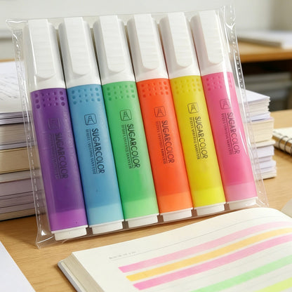 6-Pack Chisel Tip Highlighter Pens Set