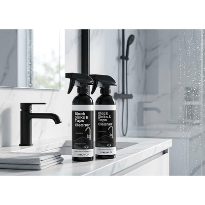 🚿JETZT 50 % RABATT! Kalkentferner-Spray für schwarze Waschbecken und Wasserhähne, Spray zur Entfernung hartnäckiger Wasserflecken, Reiniger für Badarmaturen ohne Schrubben für Wasserhähne, Waschbecken und Duschflächen