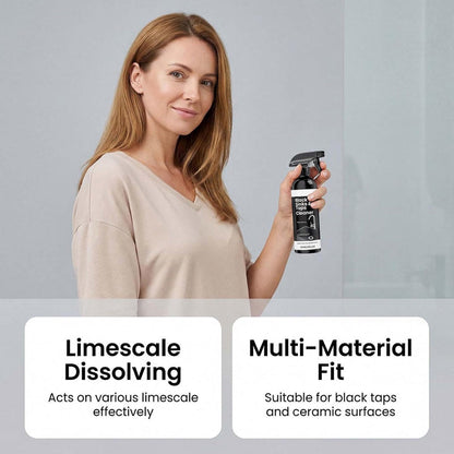 🚿JETZT 50 % RABATT! Kalkentferner-Spray für schwarze Waschbecken und Wasserhähne, Spray zur Entfernung hartnäckiger Wasserflecken, Reiniger für Badarmaturen ohne Schrubben für Wasserhähne, Waschbecken und Duschflächen