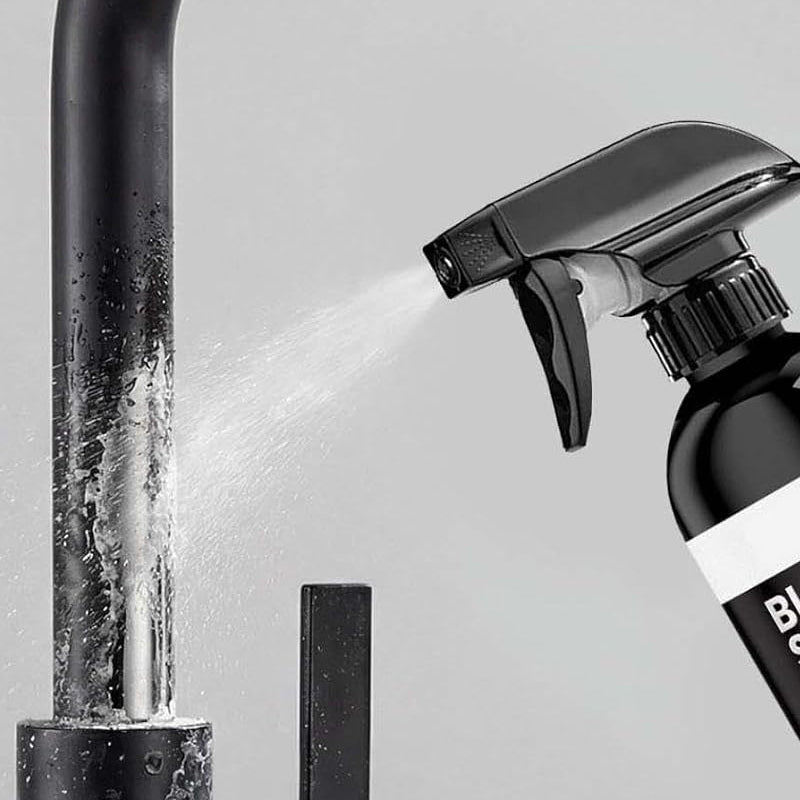 🚿JETZT 50 % RABATT! Kalkentferner-Spray für schwarze Waschbecken und Wasserhähne, Spray zur Entfernung hartnäckiger Wasserflecken, Reiniger für Badarmaturen ohne Schrubben für Wasserhähne, Waschbecken und Duschflächen