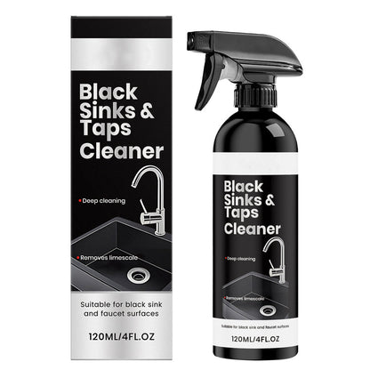 🚿JETZT 50 % RABATT! Kalkentferner-Spray für schwarze Waschbecken und Wasserhähne, Spray zur Entfernung hartnäckiger Wasserflecken, Reiniger für Badarmaturen ohne Schrubben für Wasserhähne, Waschbecken und Duschflächen