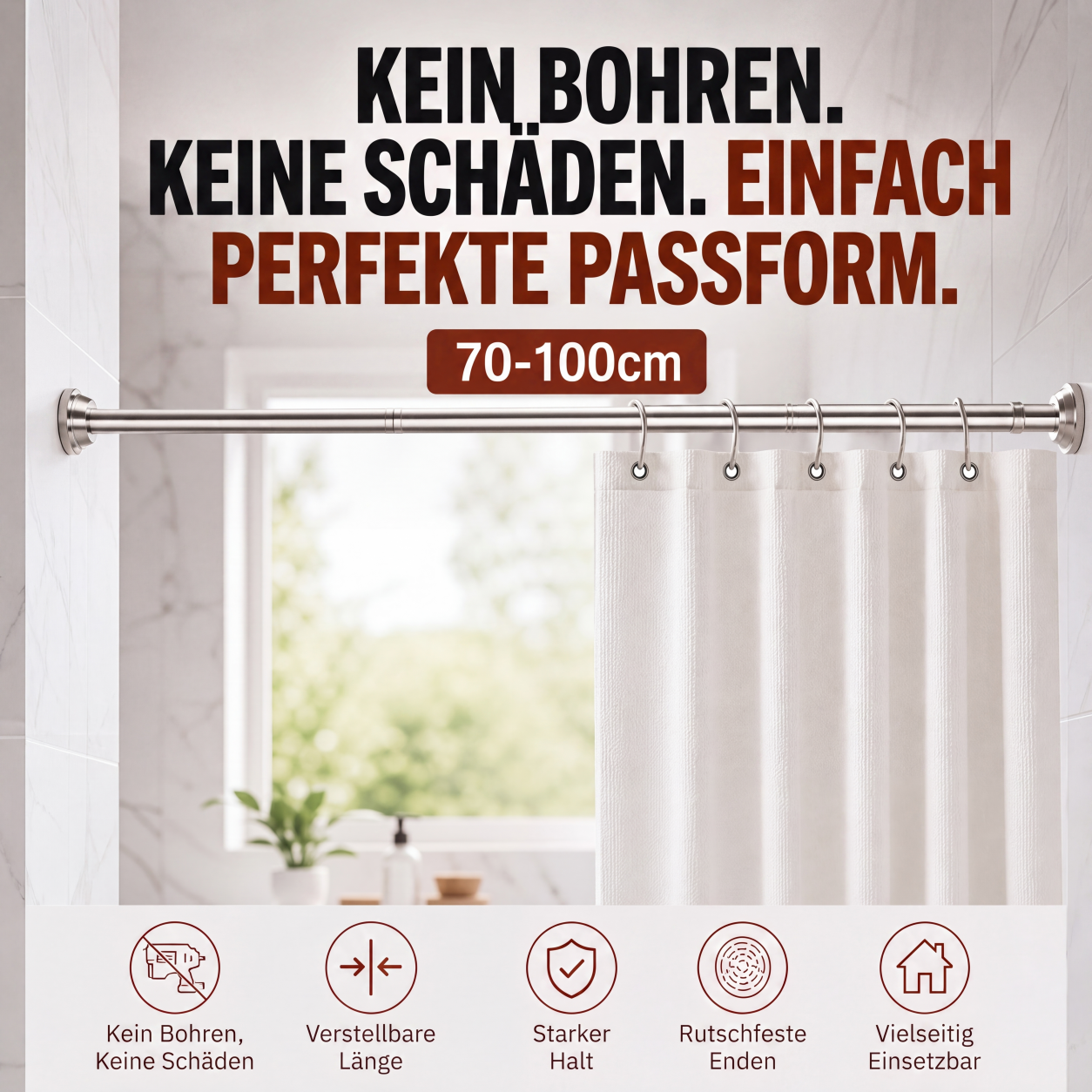 🔧 JETZT 50 % RABATT! 📏 Verstellbare Spannstange ohne Bohren – Werkzeugfreie Montage, starker Halt & vielseitig einsetzbar – Schafft sofortigen Stauraum überall und jederzeit 🏠