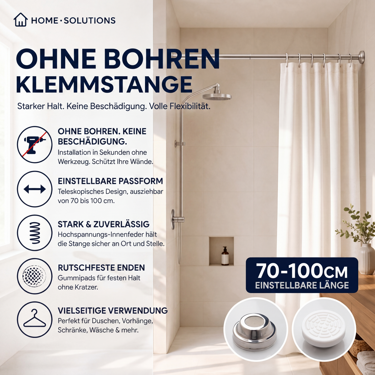 🔧 JETZT 50 % RABATT! 📏 Verstellbare Spannstange ohne Bohren – Werkzeugfreie Montage, starker Halt & vielseitig einsetzbar – Schafft sofortigen Stauraum überall und jederzeit 🏠