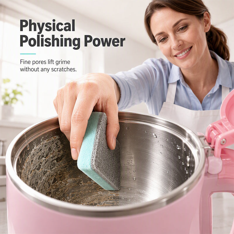 🧽Kalk-Polierschwamm Magic Eraser – Chemiefreies Entkalken, Kratzfest, Hochdicht, für Wasserkocher & Spülen