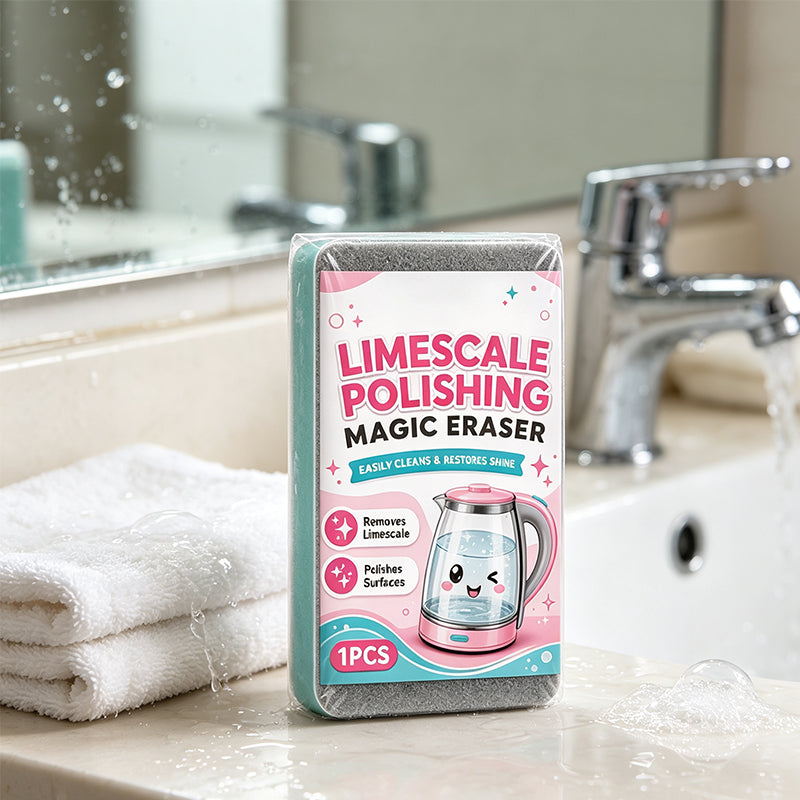 🧽Kalk-Polierschwamm Magic Eraser – Chemiefreies Entkalken, Kratzfest, Hochdicht, für Wasserkocher & Spülen