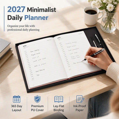 2027 Minimalistischer Tagesplaner Notizbuch