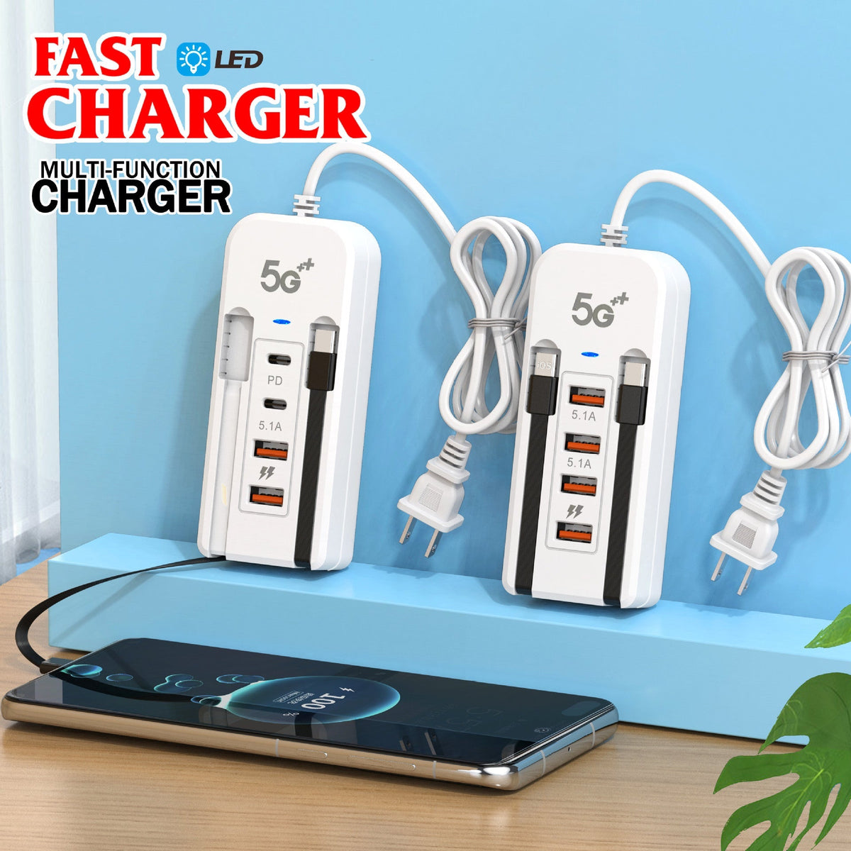 USB-Ladestation mit mehreren Anschlüssen für den Schreibtisch