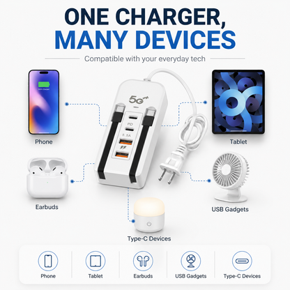 USB-Ladestation mit mehreren Anschlüssen für den Schreibtisch