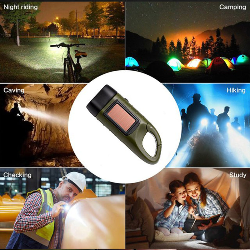 🔦 Solar- und Kurbeltaschenlampe | Notfalllampe für Outdoor