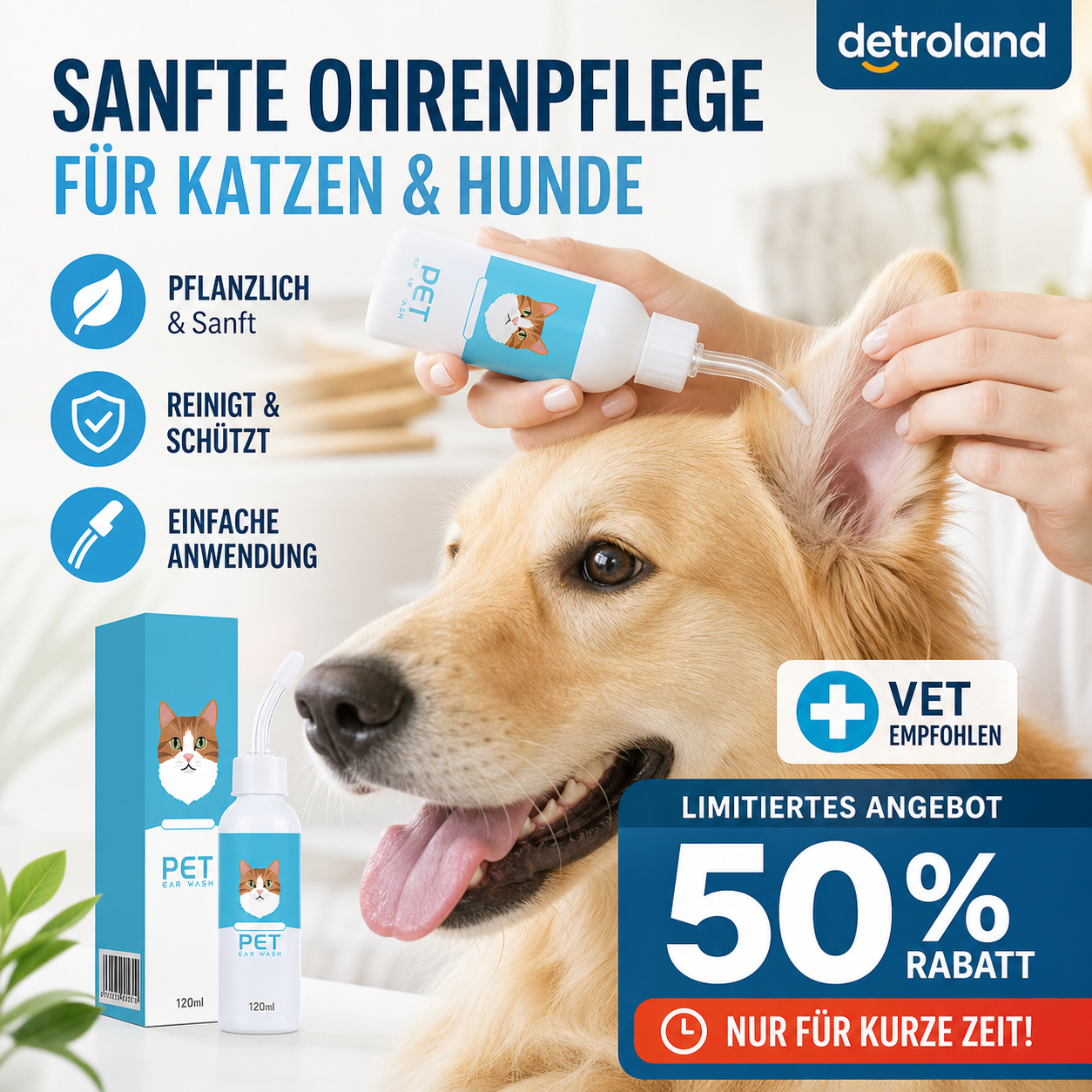 Ohrenreiniger gegen Juckreiz für Hunde und Katzen